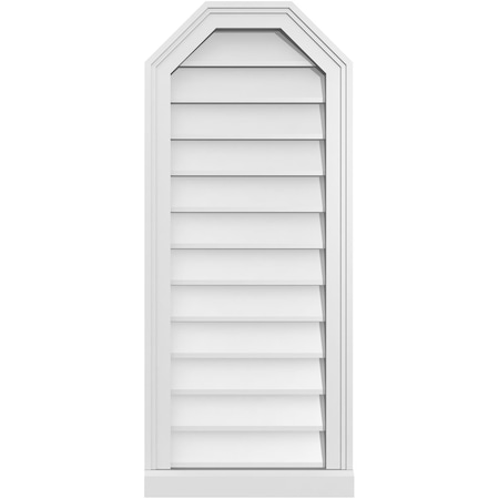 Ekena Millwork Octagonal Top Surface Mount PVC Gable Vent w/ 2"W x 2"P Brickmould Sill Frame, 16"W x 38"H GVPOT16X3803SN